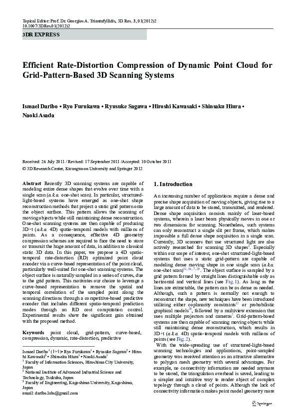 (PDF) Efficient rate-distortion compression of dynamic point cloud for ...
