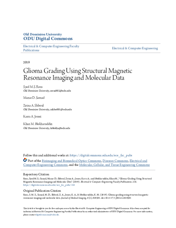 (PDF) Glioma grading using structural magnetic resonance imaging and ...