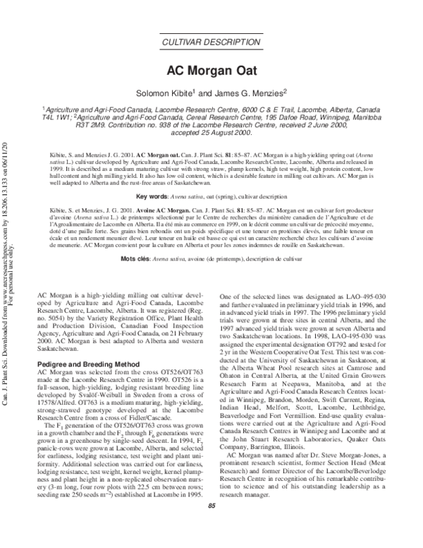 (PDF) AC Morgan Oat