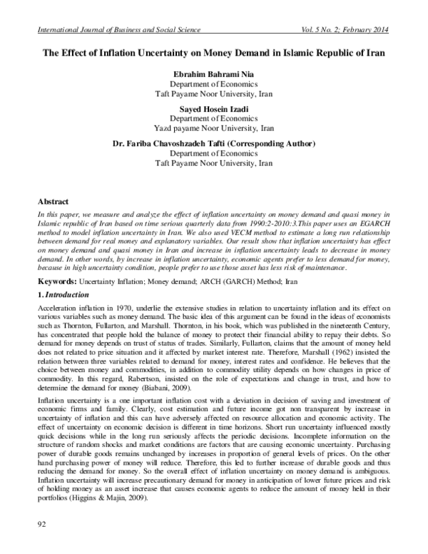 (PDF) The Effect of Inflation Uncertainty on Money Demand in Islamic ...