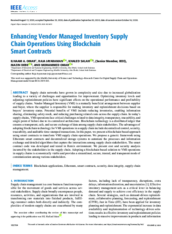 (PDF) Enhancing Vendor Managed Inventory Supply Chain Operations Using ...