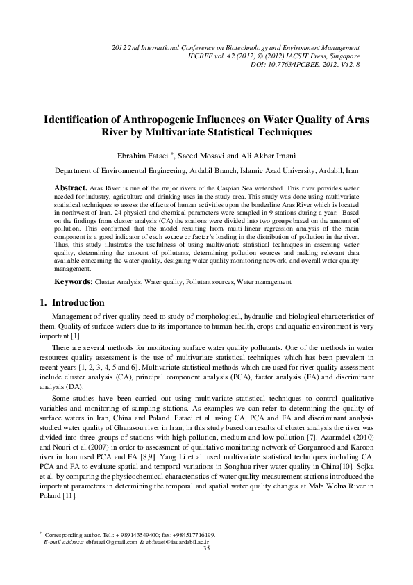 (PDF) Identification of Anthropogenic Influences on Water Quality of ...