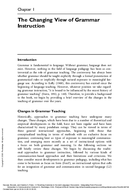 (PDF) The Changing View of Grammar Instruction