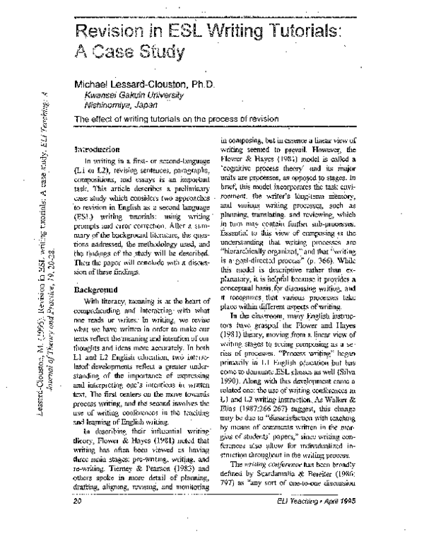 (PDF) Revision In ESL Writing Tutorials: A Case Study