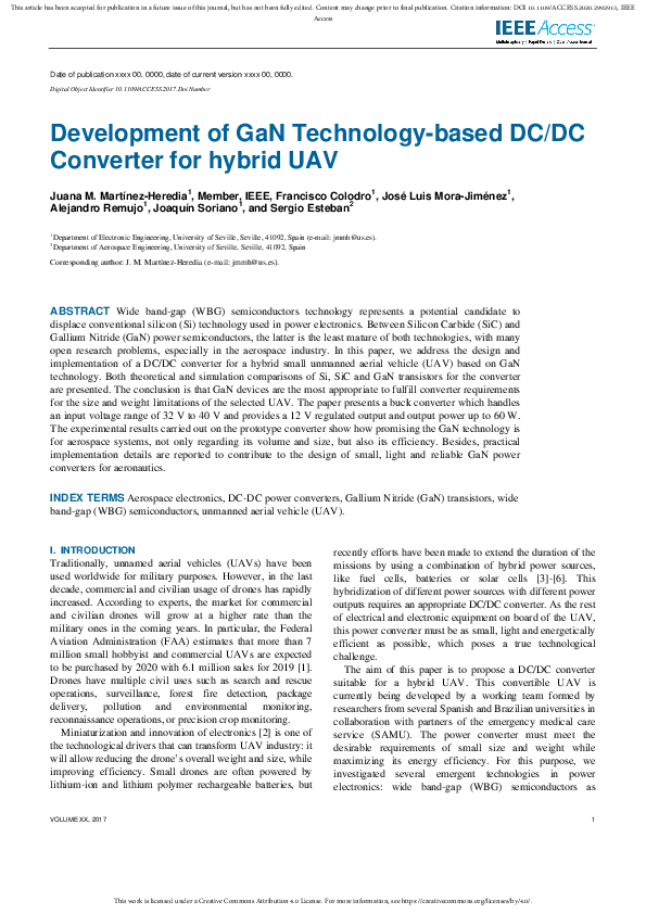(PDF) Development of GaN Technology-based DC/DC Converter for hybrid UAV