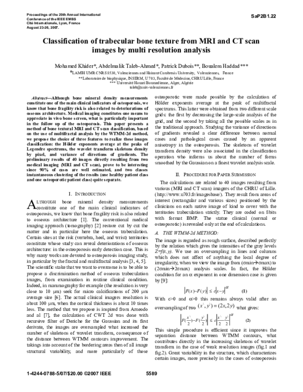 (PDF) Classification of trabecular bone texture from MRI and CT scan ...
