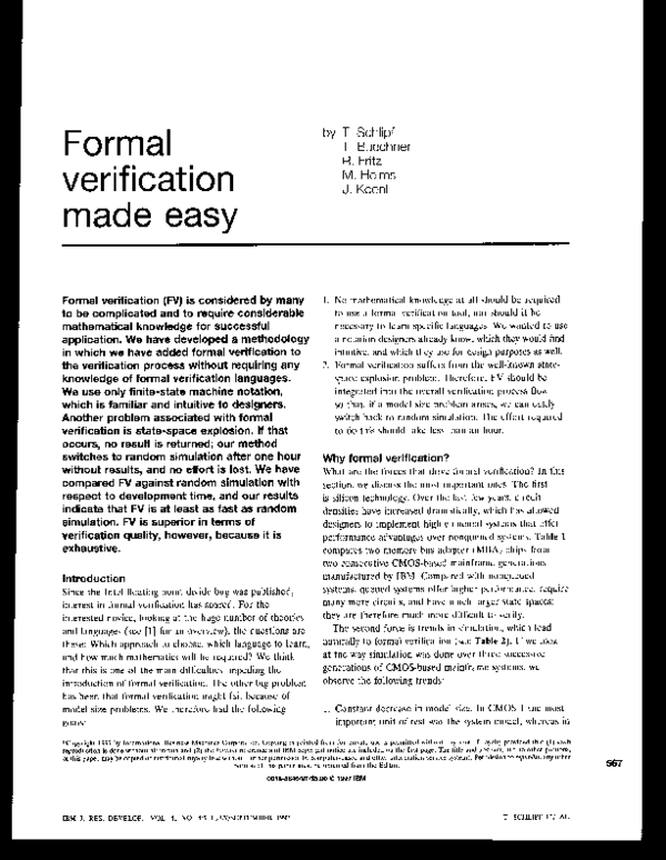 (PDF) Formal Verification Made Easy Why Formal Verification?