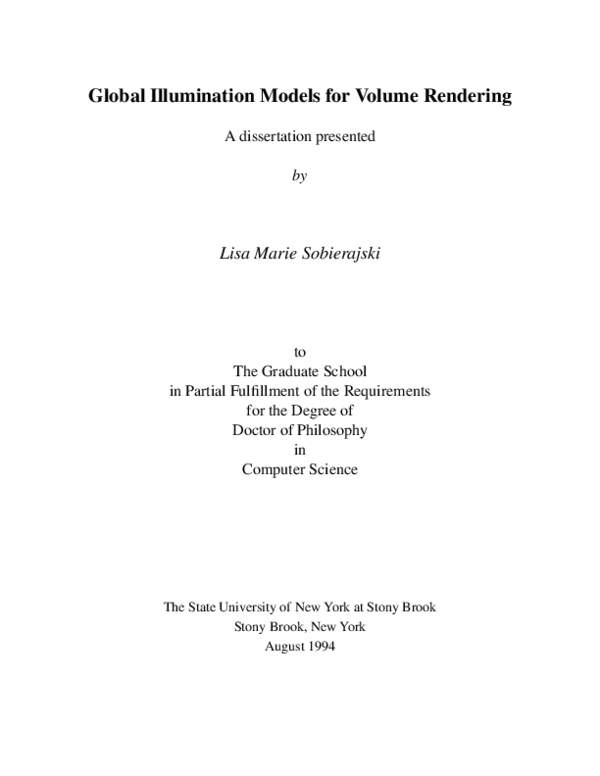 (PDF) Global illumination models for volume rendering