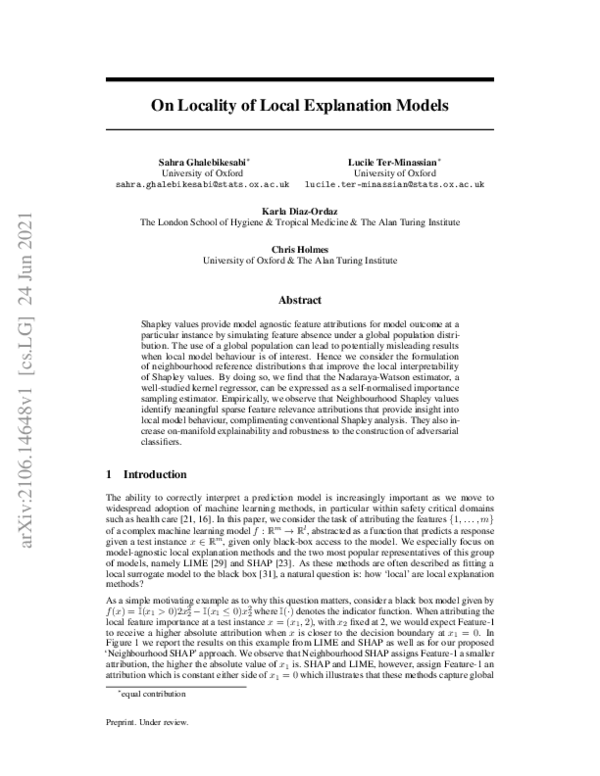 (PDF) On Locality of Local Explanation Models