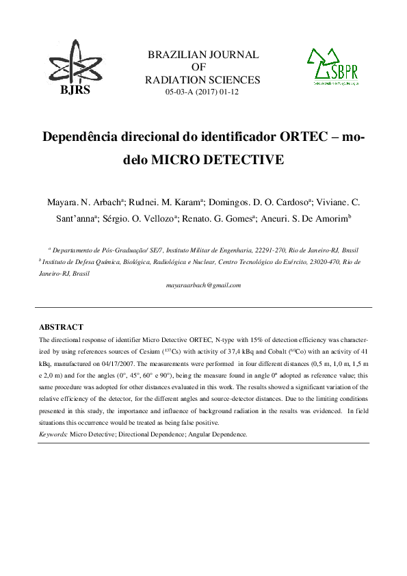 (PDF) Dependência direcional do identificador ORTEC modelo micro