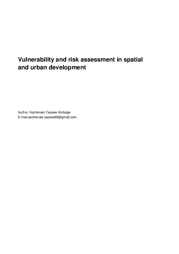 (PDF) Vulnerability and risk assessment in spatial and urban ...