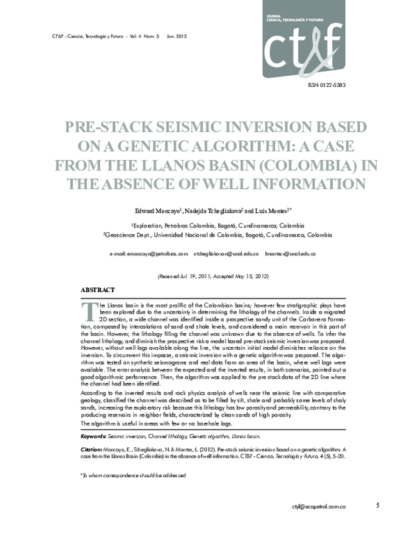 (PDF) Pre-stack seismic inversion based on a genetic algorithm: A case ...