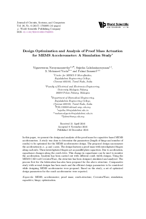(PDF) Design Optimization and Analysis of Proof Mass Actuation for MEMS ...