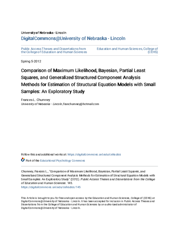 (PDF) Comparison of Maximum Likelihood, Bayesian, Partial Least Squares ...