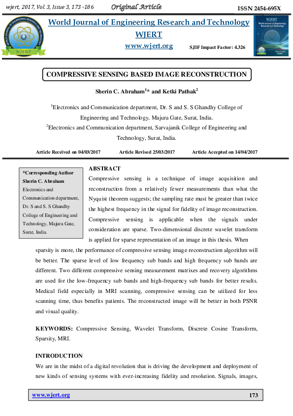 (PDF) Compressive Sensing Based Image Reconstruction