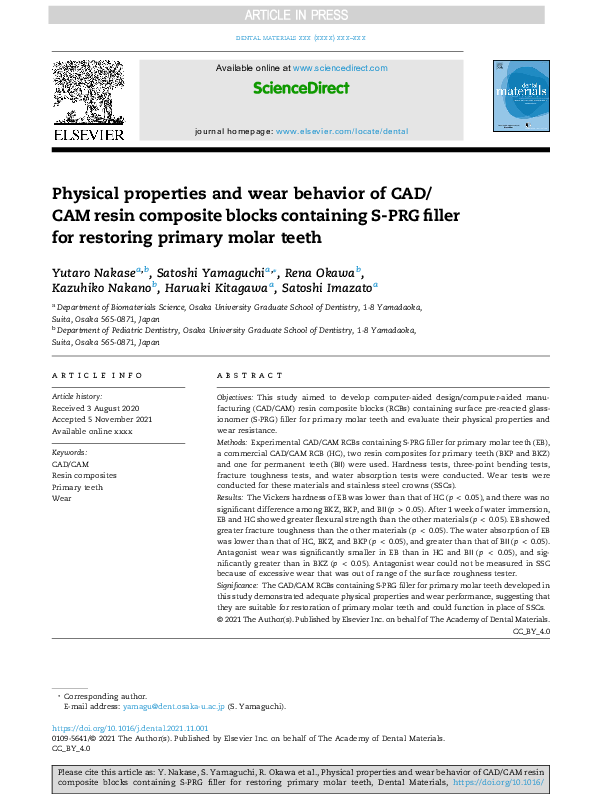 (PDF) Physical properties and wear behavior of CAD/ CAM resin composite ...
