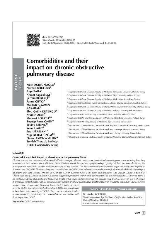 (PDF) Comorbidities and their impact on chronic obstructive pulmonary ...