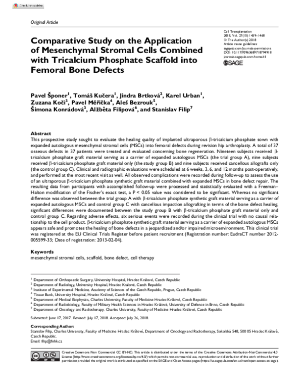 (PDF) Comparative Study on the Application of Mesenchymal Stromal Cells ...