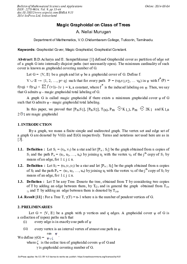 (PDF) Magic Graphoidal on Class of Trees