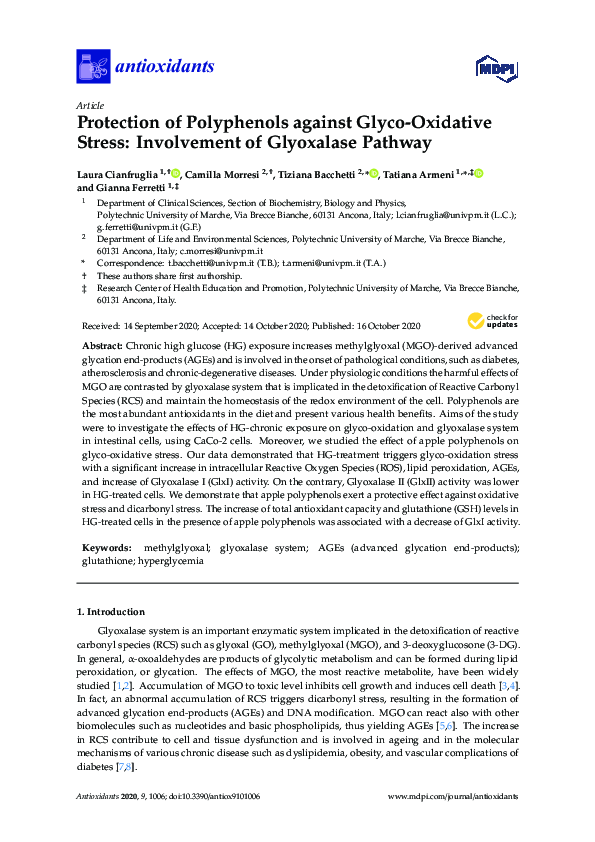 (PDF) Protection of Polyphenols Against Glyco-Oxidative Stress ...