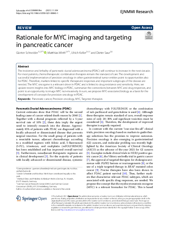 (PDF) Rationale for MYC imaging and targeting in pancreatic cancer