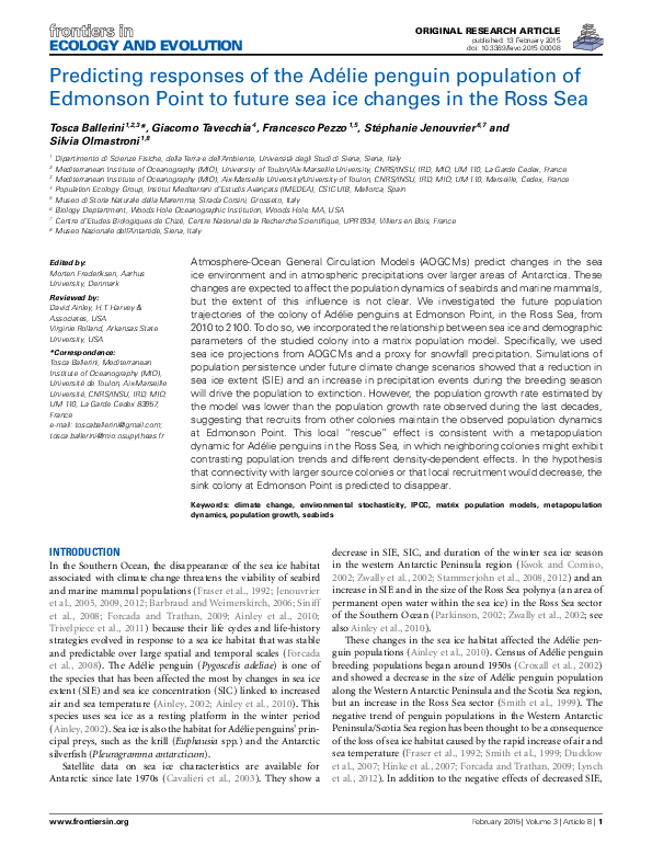 (PDF) Predicting responses of the Adélie penguin population of Edmonson ...