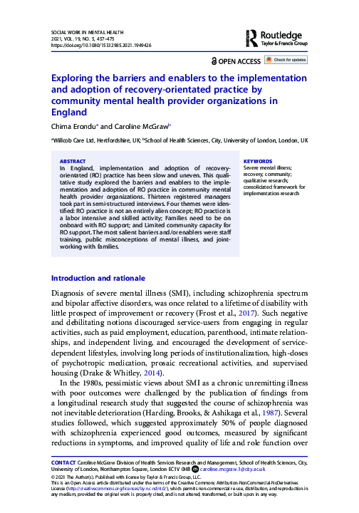 (PDF) Exploring the barriers and enablers to the implementation and ...
