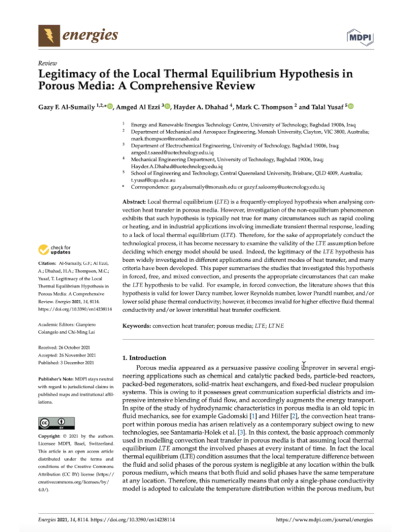 (PDF) Legitimacy of the Local Thermal Equilibrium Hypothesis in Porous ...