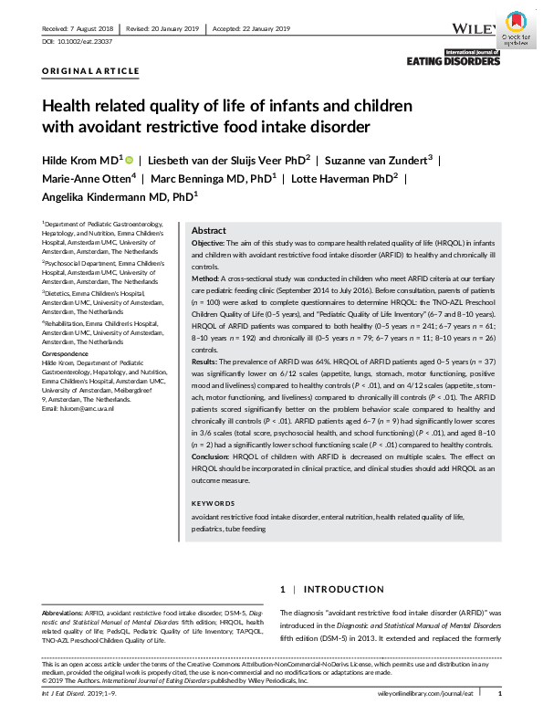 (PDF) Health related quality of life of infants and children with ...