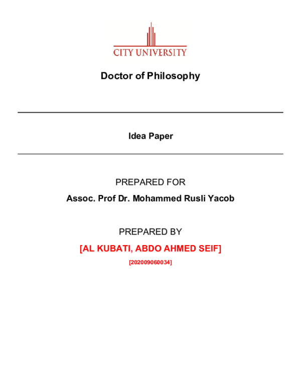 (DOC) Prepare an Idea Paper following the structure given below ...