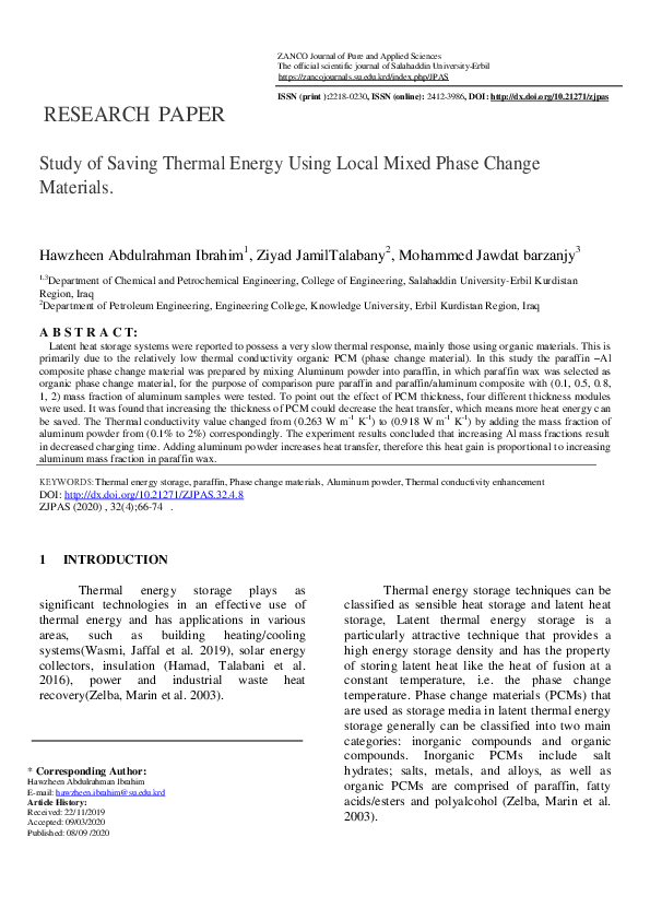 (PDF) Study of Saving Thermal Energy Using Local Mixed Phase Change ...