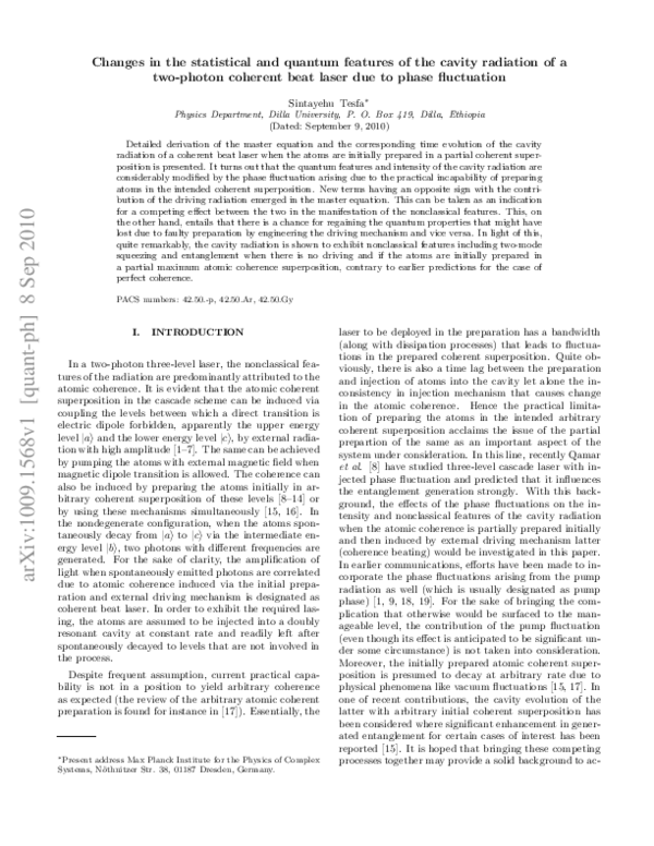 (PDF) Changes in the statistical and quantum features of the cavity ...