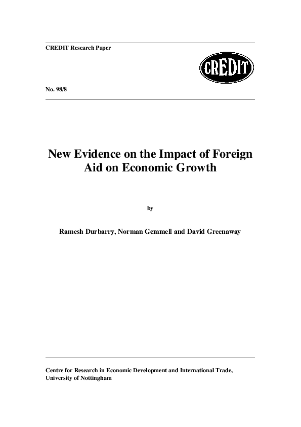 (PDF) New evidence on the impact of foreign aid on economic growth