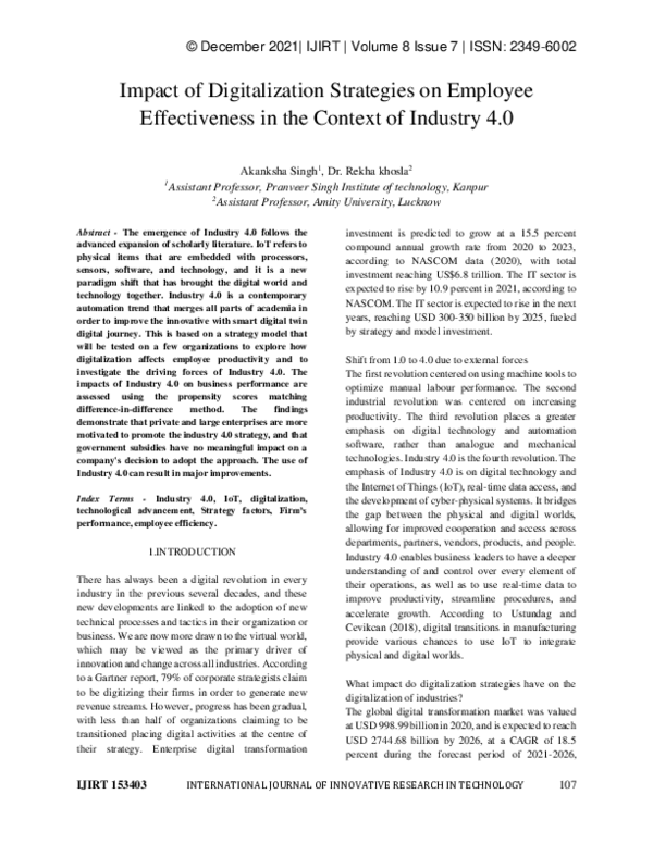 (PDF) Impact of Digitalization Strategies on Employee Effectiveness in ...