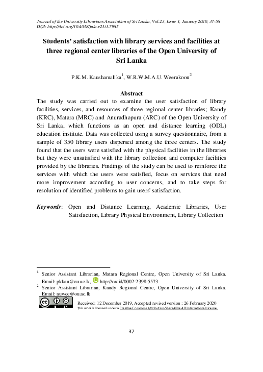 (PDF) Students’ satisfaction with library services and facilities at ...