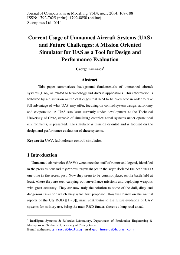 (PDF) Current Usage of Unmanned Aircraft Systems (UAS) and Future ...