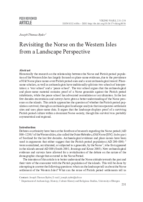 Revisiting the Norse on the Western Isles from a Landscape Perspective
