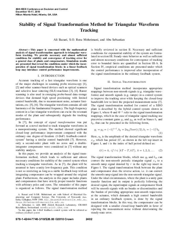 (PDF) Stability of signal transformation method for triangular waveform