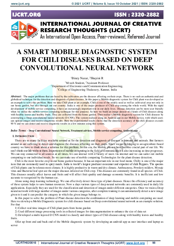 (PDF) A Smart Mobile Diagnostic System for Chili Diseases Based on Deep ...