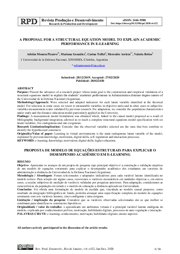 (PDF) A Proposal for a Structural Equation Modeling of Academic ...