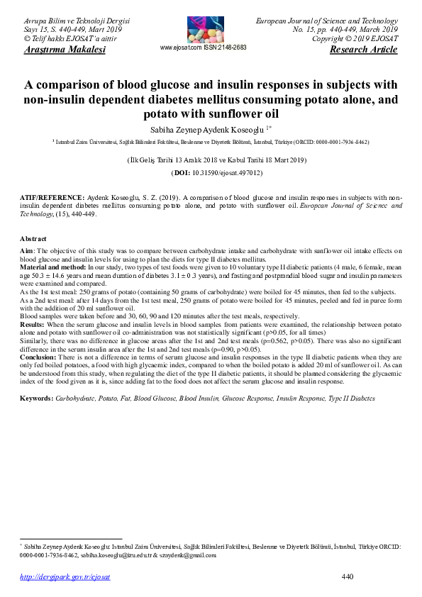(PDF) A comparison of blood glucose and insulin responses in subjects