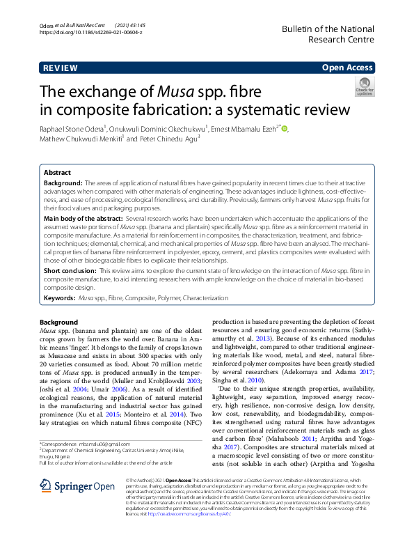 (PDF) The exchange of Musa spp. fibre in composite fabrication: a ...