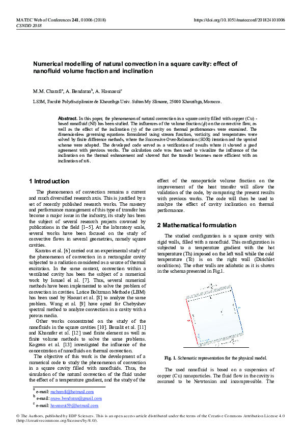 (PDF) Numerical modelling of natural convection in a square cavity ...