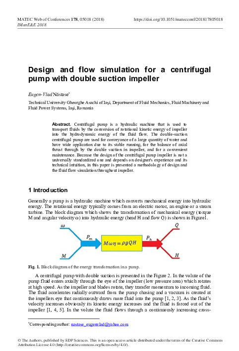 (PDF) Design and flow simulation for a centrifugal pump with double ...