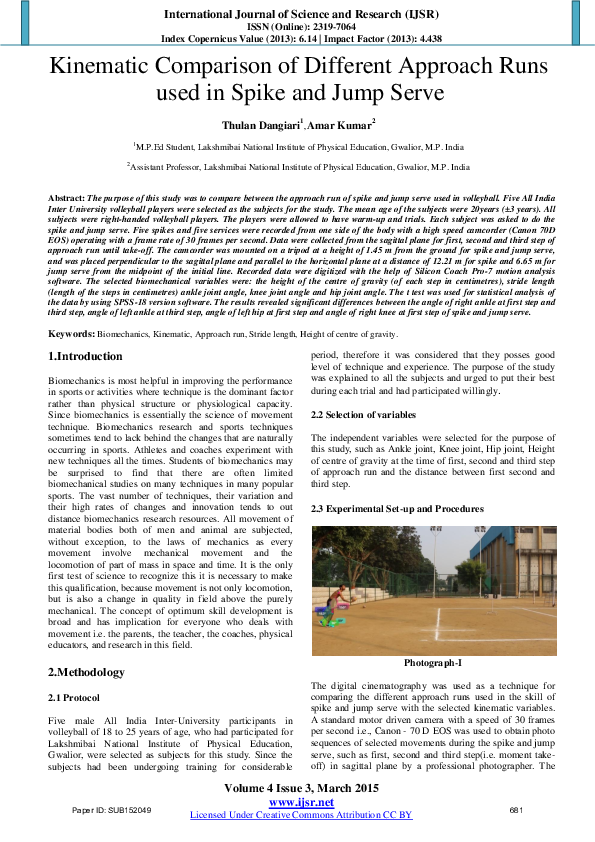 (PDF) Kinematic Comparison of Different Approach Runs used in Spike and ...