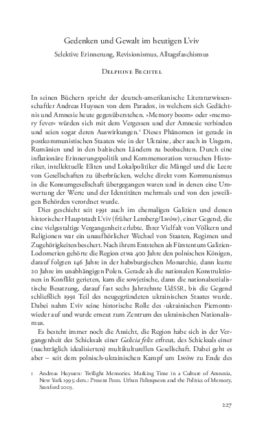 (PDF) Gedenken und Gewalt im heutigen L’viv : selektive Erinnerung ...