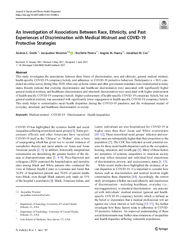 (PDF) An Investigation of Associations Between Race, Ethnicity, and ...
