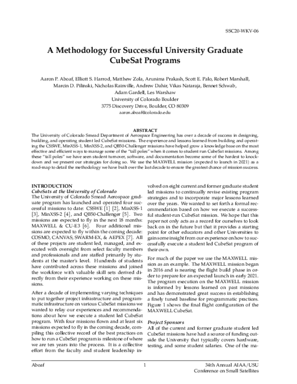 A Methodology for Successful University Graduate CubeSat Programs