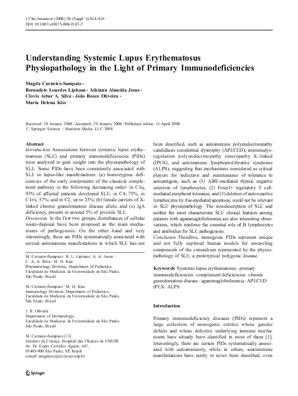(PDF) Understanding Systemic Lupus Erythematosus Physiopathology In the ...