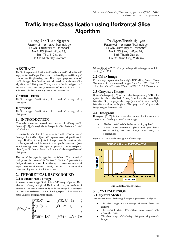 (PDF) Traffic Image Classification using Horizontal Slice Algorithm